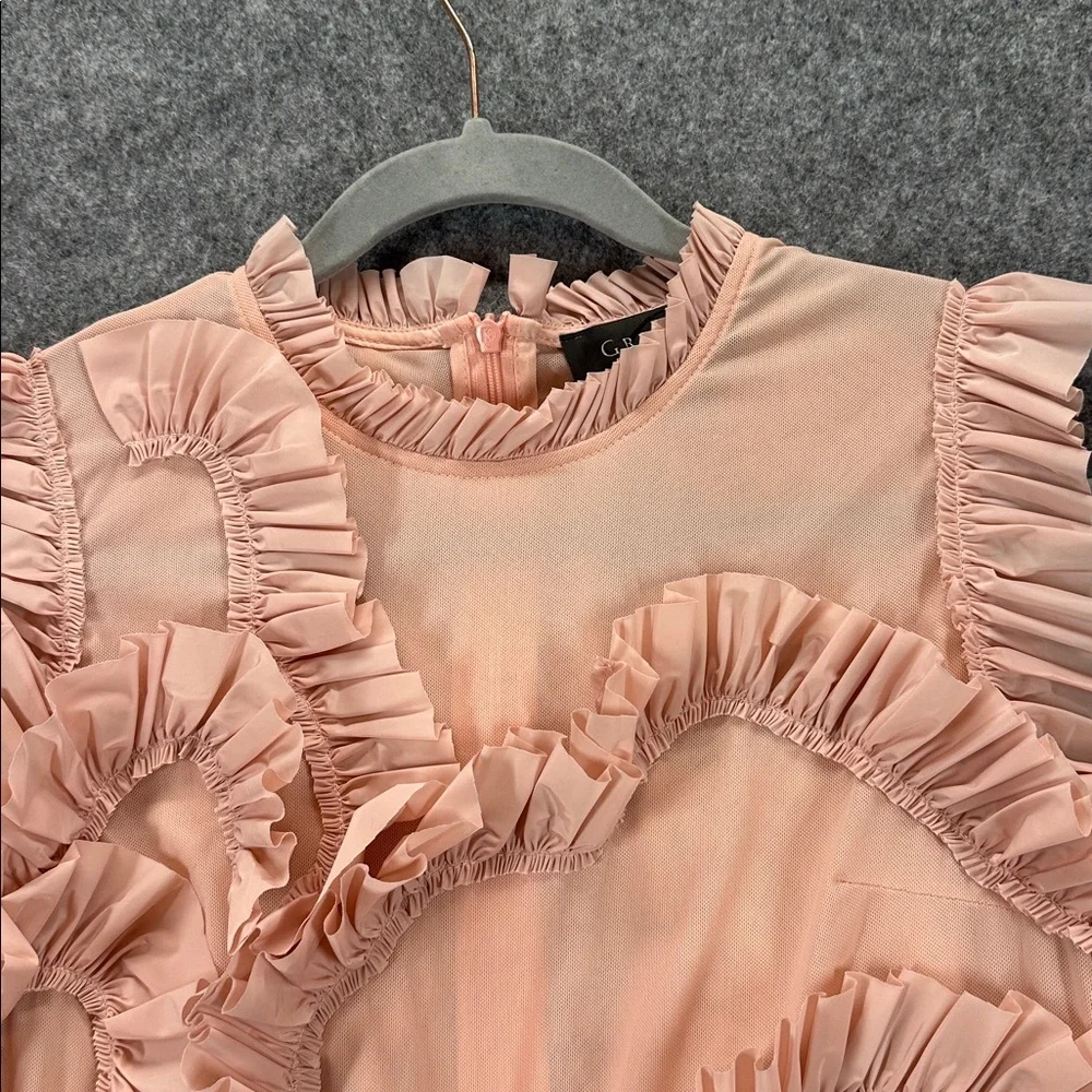 Gracia Peach Color Ruffled Blouse Size Small - Picture 2 of 8